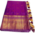 Kangivaram saree with ready-to-wear pico faul with blouse stitching and tassel.