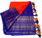 Gadwal pattu with ready-to-wear pico faul with Stitched blouse and tassel