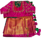 Patola tissue saree with ready-to-wear pico faul and Stiched blouse with tassel