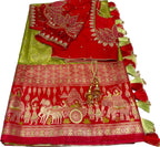 Pick & Pick Kangivaram saree with ready-to-wear pico faul with blouse stitching and tassel.