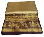 Gold with chocolate brown light weight pattu saree