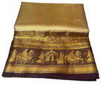 Gold with chocolate brown light weight pattu saree