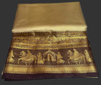 Gold with chocolate brown light weight pattu saree