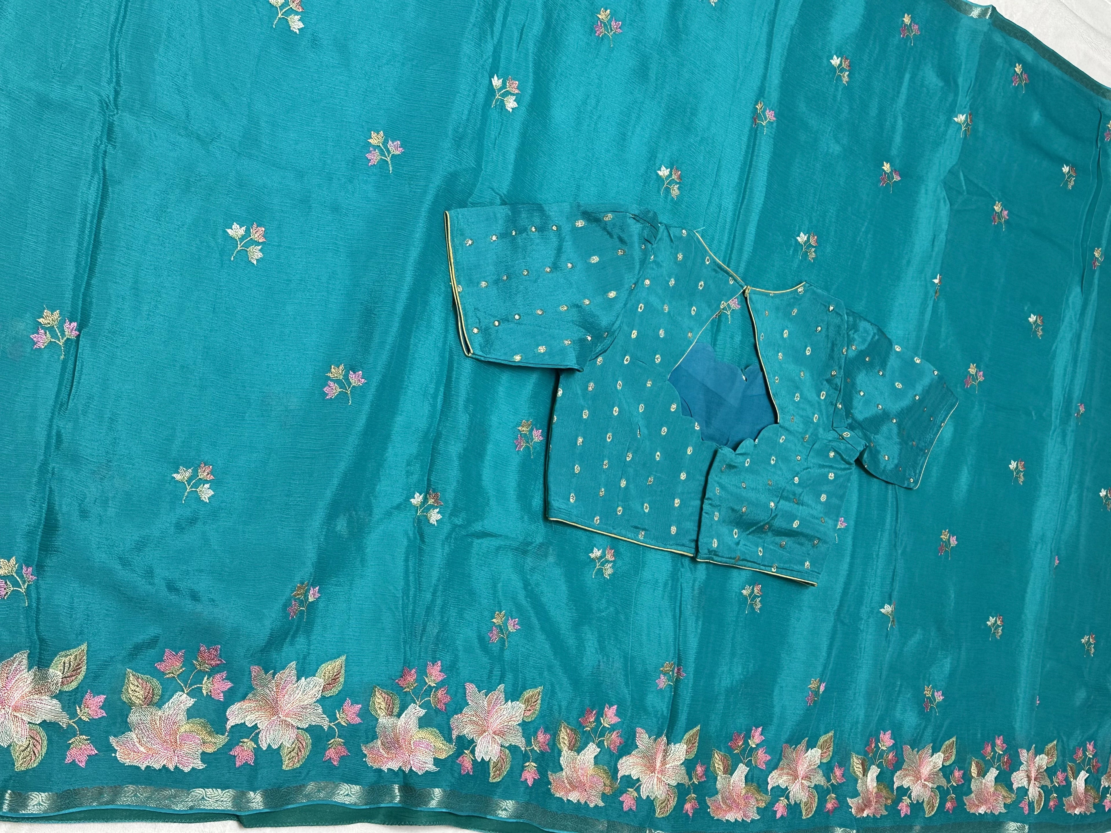 Saree with flowers