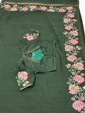 Saree with flowers border