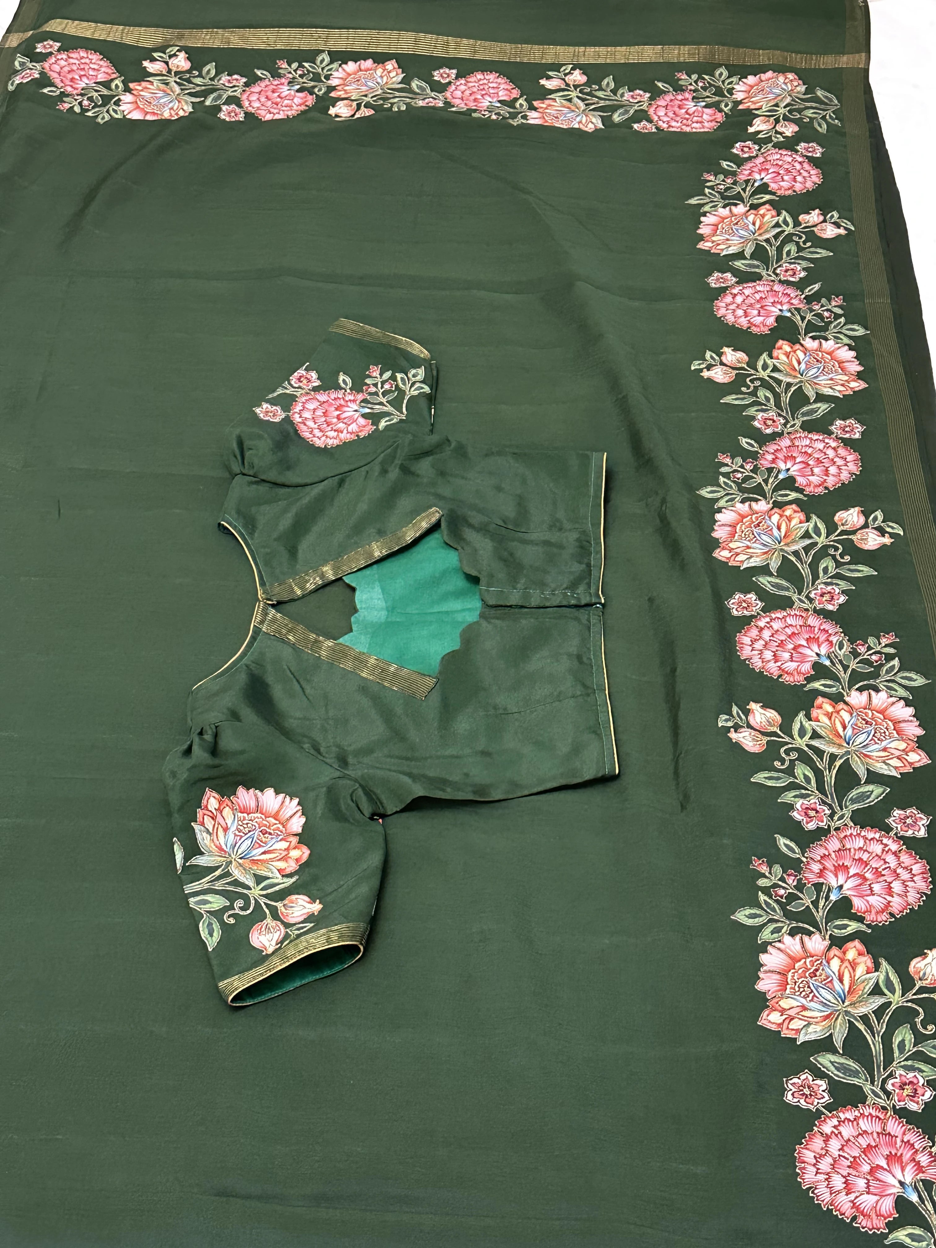 Saree with flowers border