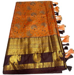 Kangivaram saree with ready-to-wear pico faul with blouse stitching and tassel