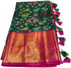Patola tissue saree with ready-to-wear pico faul and Stiched blouse with tassel