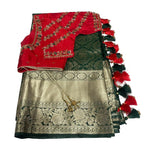 Lightweight pattu saree with ready-to-wear pico faul with Stitched blouse and tassel