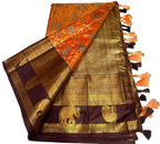 Kangivaram saree with ready-to-wear pico faul with blouse stitching and tassel